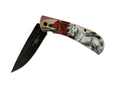 White Horse Print 8" Tactical Knife with Clip